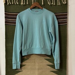 Topo Designs Crewneck cropped Sweatshirt - Soft blue 100% organic cotton